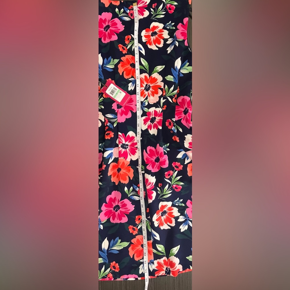 Vince Camuto NWT Navy Floral Fit and Flare Sleeveless Dress Size 8 - Picture 9 of 11